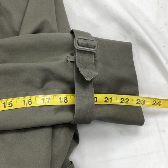 Men's Olive Green Trench Coat - Classic Double-Breasted Trench - Picture 10 of 14